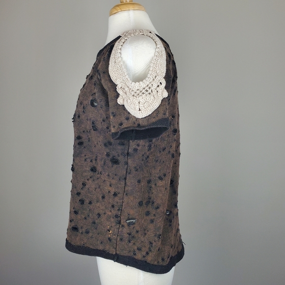 Hayden Distressed Crochet Detail Top - Picture 3 of 7